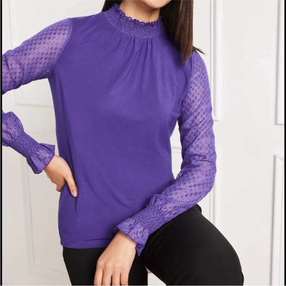 Talbots Purple Blouse Long Sleeve NWT - Picture 1 of 10